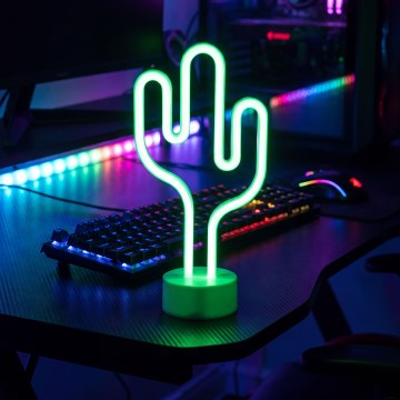 LED Neon Tabletop Decoration LED/2W/3xAA USB Cactus