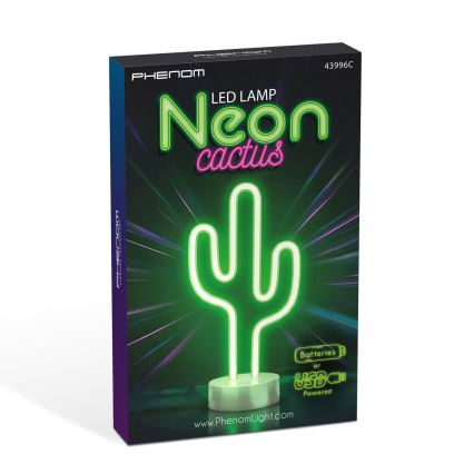 LED Neon Tabletop Decoration LED/2W/3xAA USB Cactus