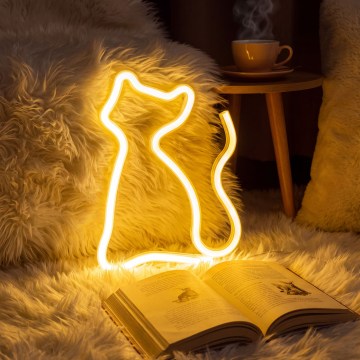 LED Neon Tabletop Decoration LED/2W/3xAA USB Cat