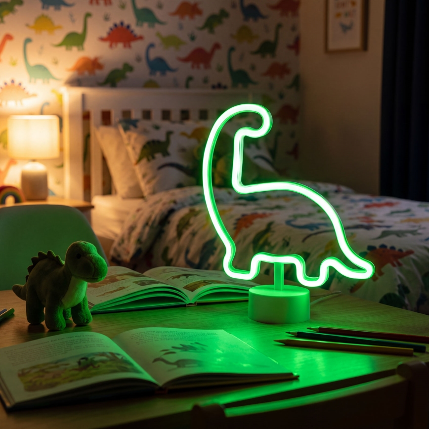 LED Neon Tabletop Decoration LED/2W/3xAA USB Dinosaur
