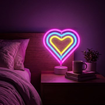 LED Neon Tabletop Heart Decoration, 2W, USB / 3xAA