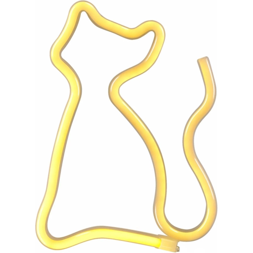 LED Neon wall decoration CAT LED/3W/3xAA USB yellow