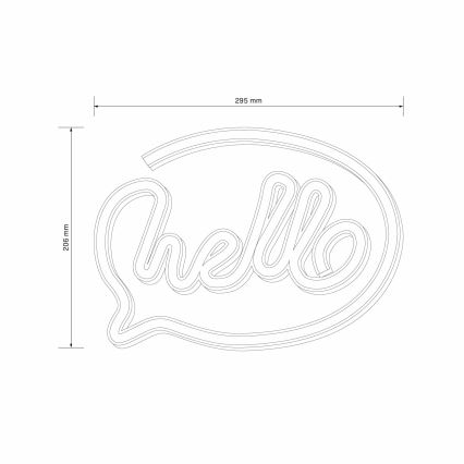 LED Neon wall decoration HELLO LED/3W/3xAA USB pink