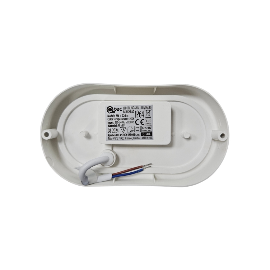 LED Outdoor Ceiling Light, 8W, 230V, 4200K, IP64, White