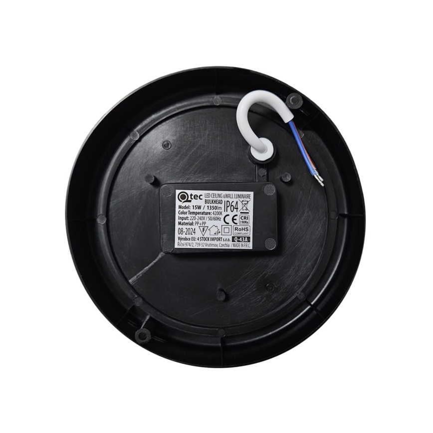 LED Outdoor ceiling light LED/15W/230V 4200K d. 15,5 cm IP64 black