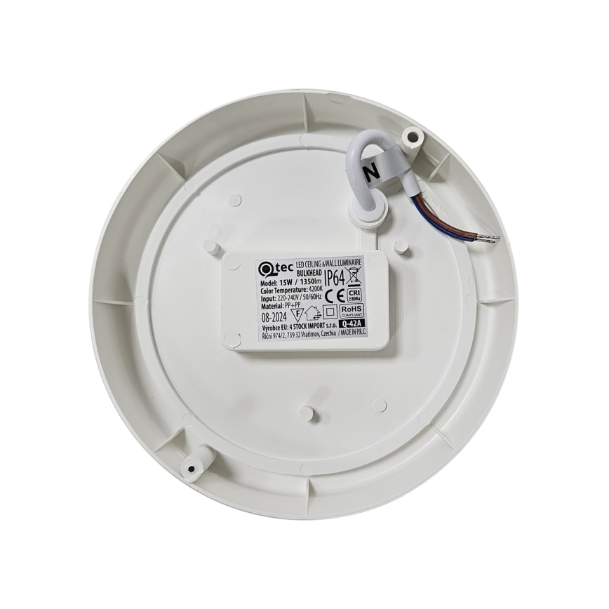 LED Outdoor ceiling light LED/15W/230V 4200K d. 15,5 cm IP64 white