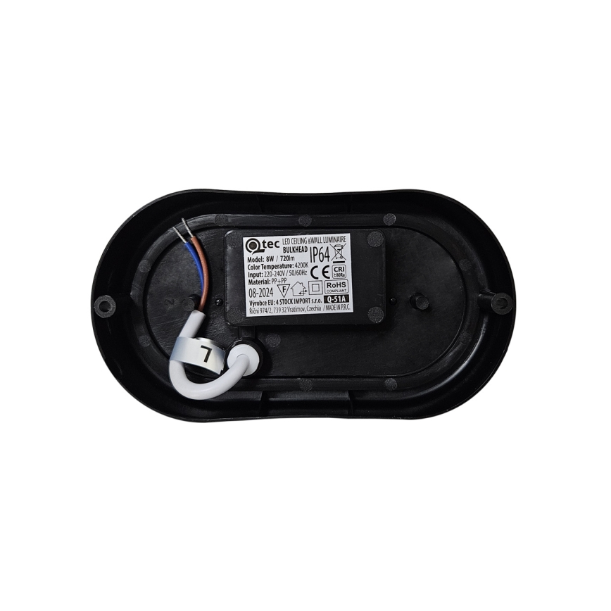 LED Outdoor Ceiling Light LED/8W/230V 4200K IP64 Black