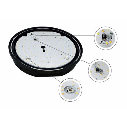 LED Dimmable outdoor ceiling light STROPY LED/12/15/18/22W/230V 3000/4000/6000K IP65 black