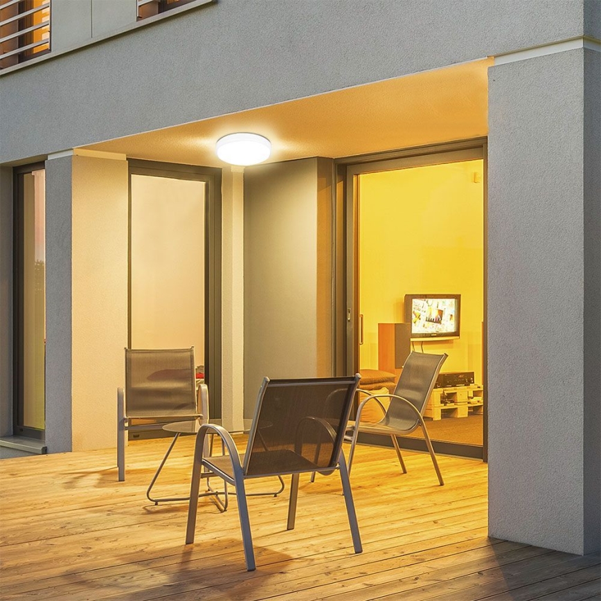 LED Outdoor ceiling light with a sensor LED/18W/230V 3000K IP44 white