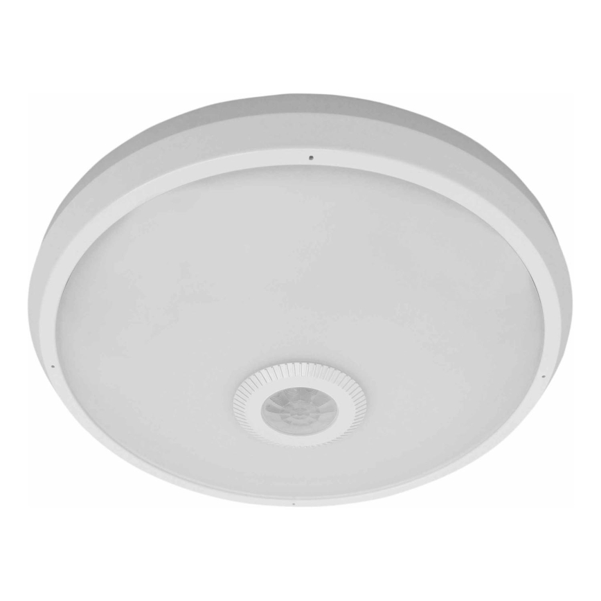 LED outdoor ceiling light with motion and dusk sensor, 16W LED, 230V, Ø 28.5 cm, IP54, white