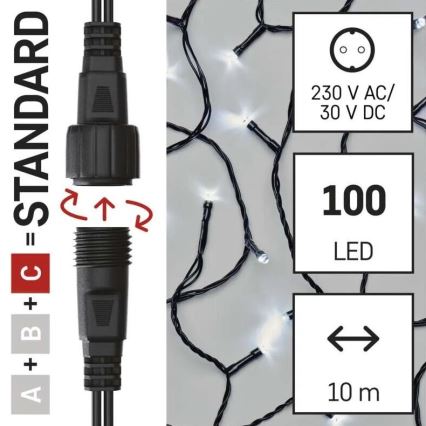 LED Outdoor Christmas chain 100xLED/10m IP44 cool white