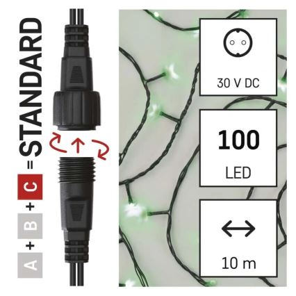 LED Outdoor Christmas chain 100xLED/10m IP44 green