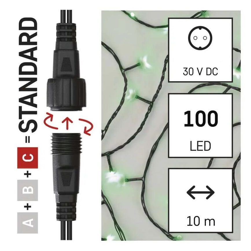 LED Outdoor Christmas chain 100xLED/10m IP44 green