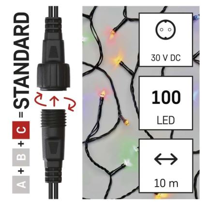 LED Outdoor Christmas chain 100xLED/10m IP44 multicolor
