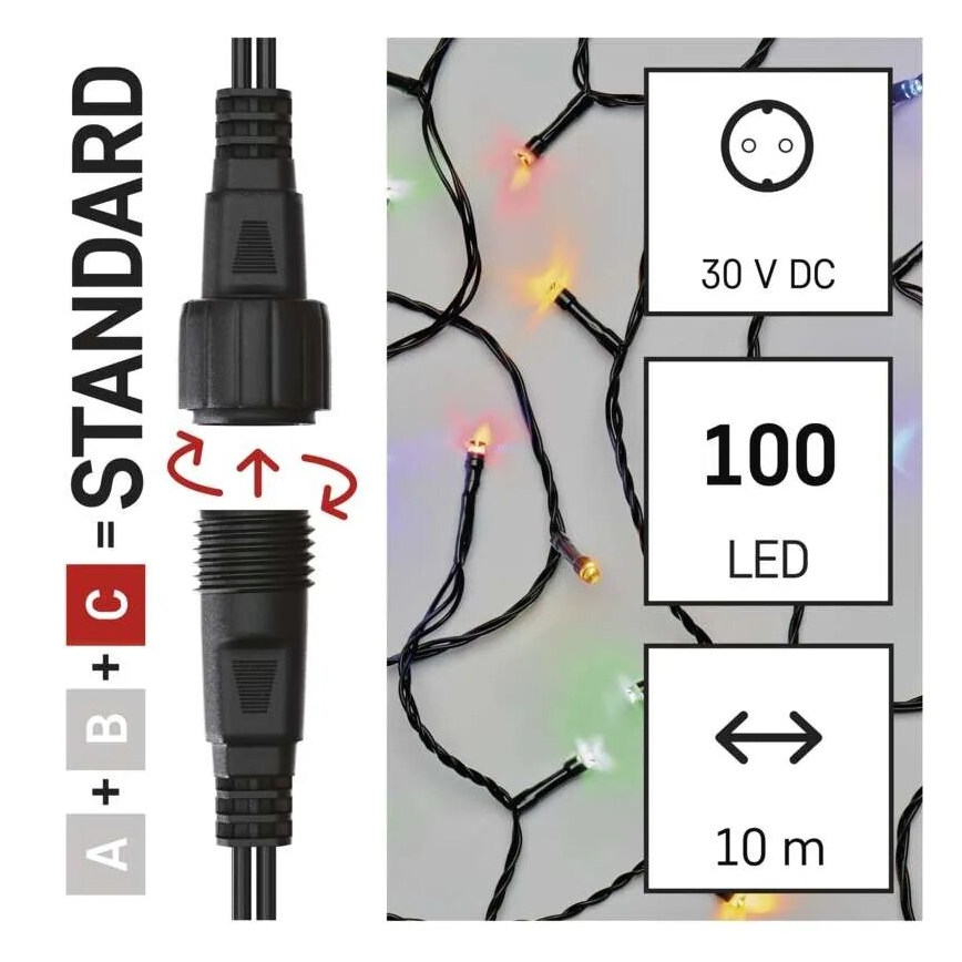 LED Outdoor Christmas chain 100xLED/10m IP44 multicolor