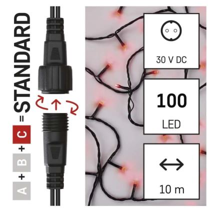 LED Outdoor Christmas chain 100xLED/10m IP44 red