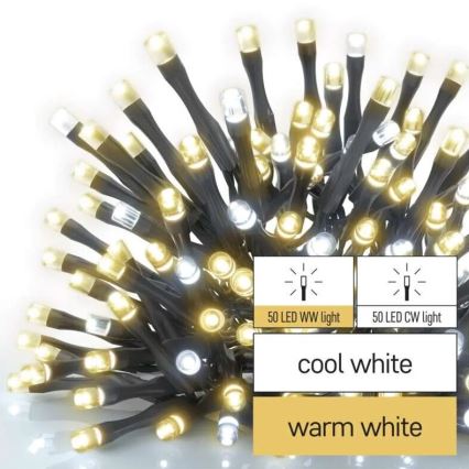 LED Outdoor Christmas chain 100xLED/10m IP44 warm/cool white