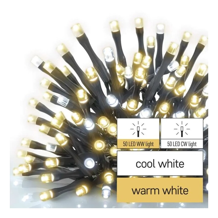 LED Outdoor Christmas chain 100xLED/10m IP44 warm/cool white