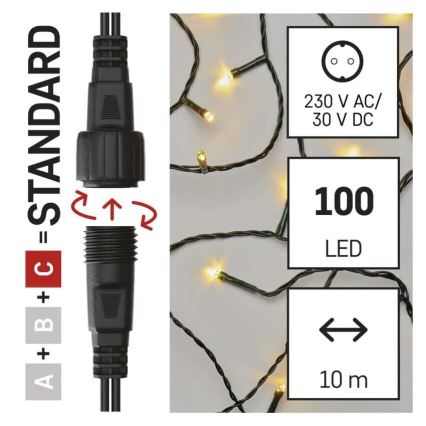 LED Outdoor Christmas chain 100xLED/10m IP44 warm white