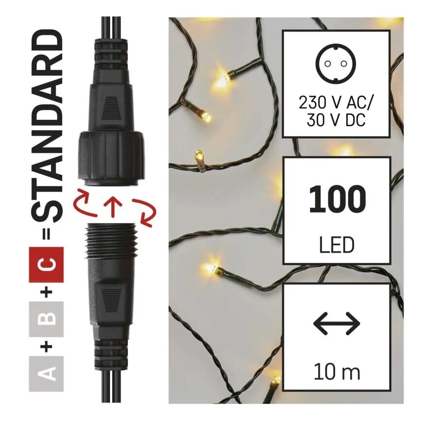 LED Outdoor Christmas chain 100xLED/10m IP44 warm white