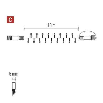 LED Outdoor Christmas chain 100xLED/10m IP44 warm white