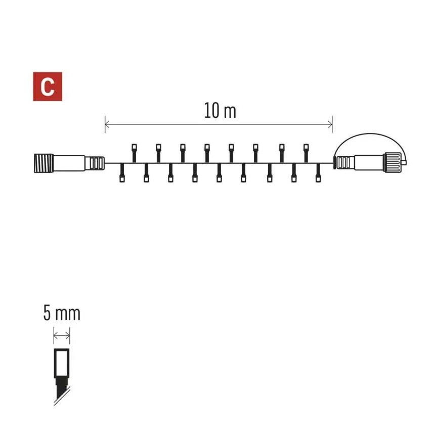LED Outdoor Christmas chain 100xLED/10m IP44 warm white