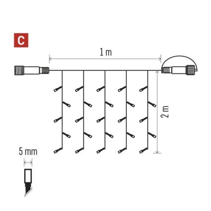LED Outdoor Christmas chain 100xLED/1x2m IP44 cool white