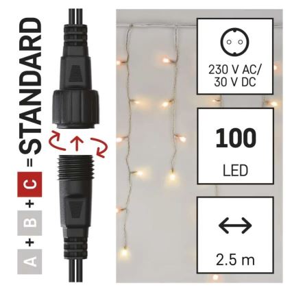 LED Outdoor Christmas chain 100xLED/2,5x0,9m IP44 red/vintage