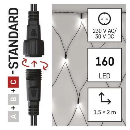 LED Outdoor Christmas chain 160xLED/2x1,5m IP44 cool white