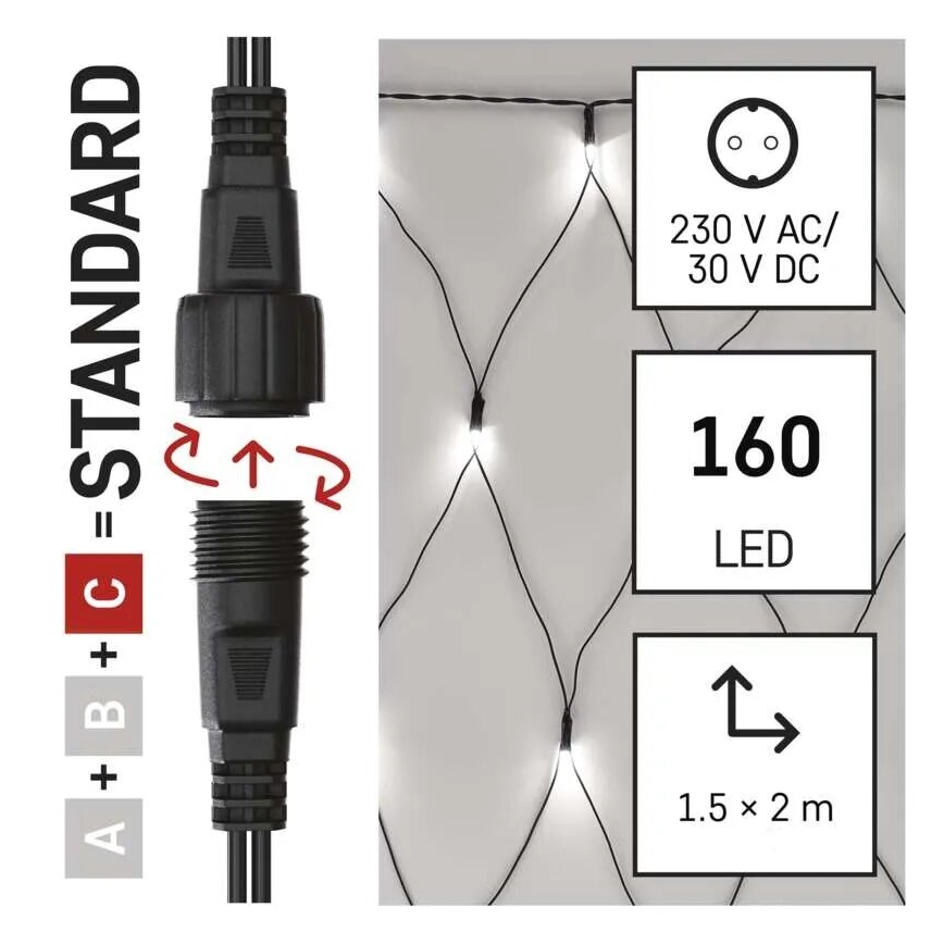 LED Outdoor Christmas chain 160xLED/2x1,5m IP44 cool white