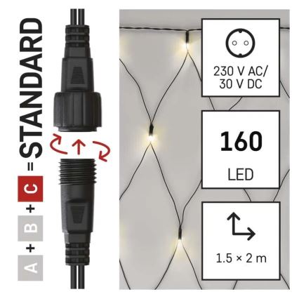 LED Outdoor Christmas chain 160xLED/2x1,5m IP44 warm white