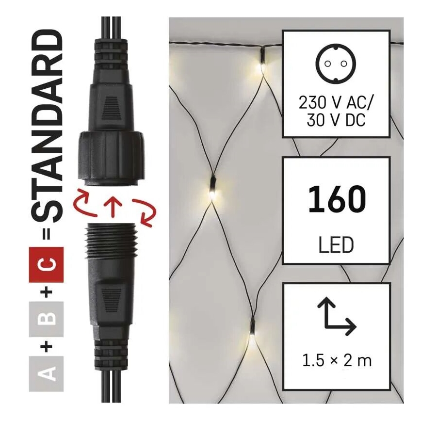 LED Outdoor Christmas chain 160xLED/2x1,5m IP44 warm white