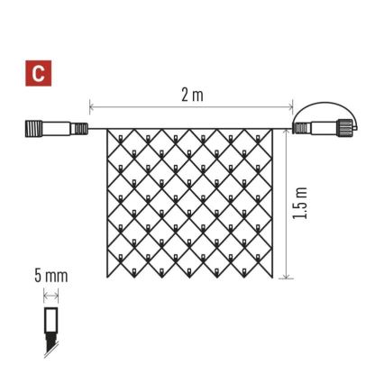 LED Outdoor Christmas chain 160xLED/2x1,5m IP44 warm white