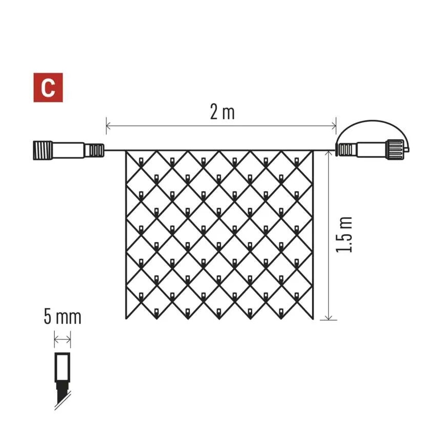 LED Outdoor Christmas chain 160xLED/2x1,5m IP44 warm white