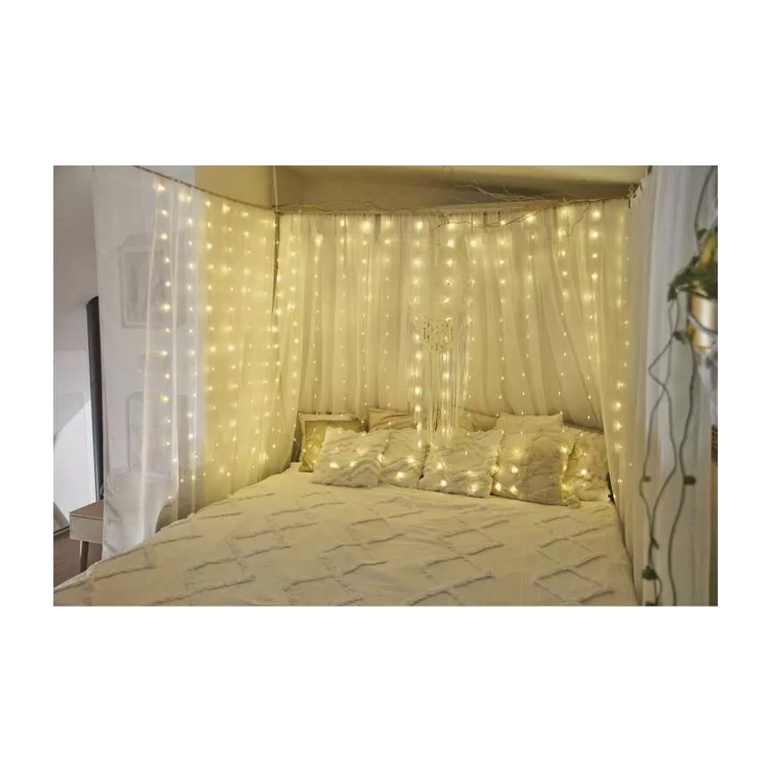 LED Outdoor Christmas chain 180xLED/8 functions 6,7 m IP44 warm white