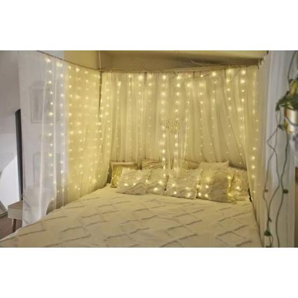 LED Outdoor Christmas chain 300xLED/8 functions 7,9 m IP44 warm white