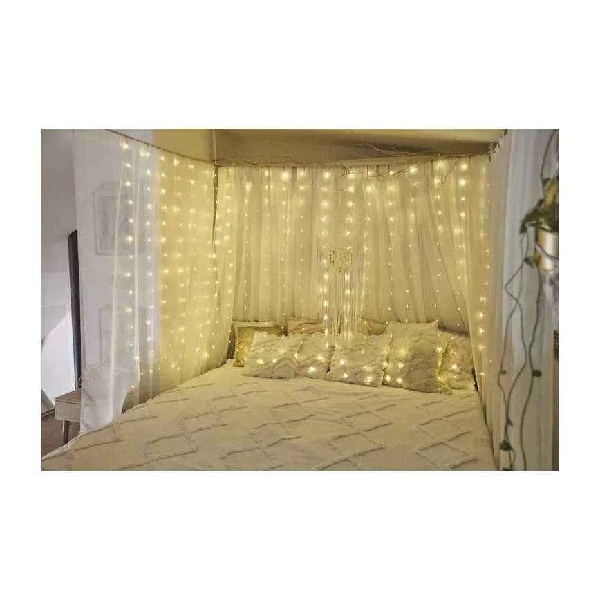 LED Outdoor Christmas chain 300xLED/8 functions 7,9 m IP44 warm white