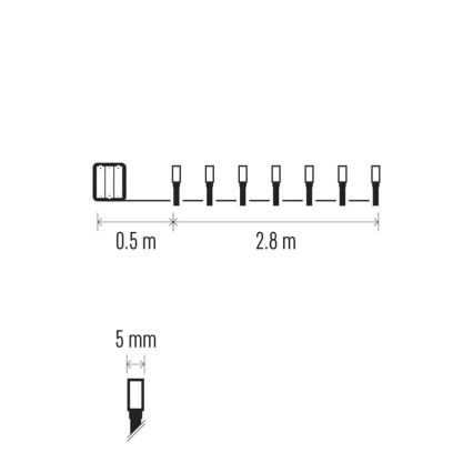 LED Outdoor Christmas chain 40xLED/3xAA 3,3m IP44 cool white