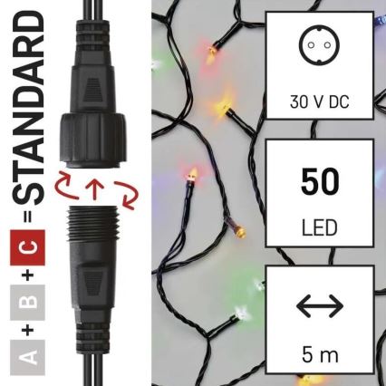 LED Outdoor Christmas chain 50xLED/5m IP44 multicolor