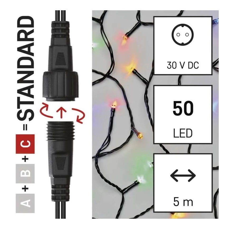 LED Outdoor Christmas chain 50xLED/5m IP44 multicolor
