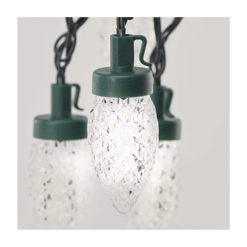 LED Outdoor Christmas chain 50xLED/8 functions 14,8 m IP44 cool white