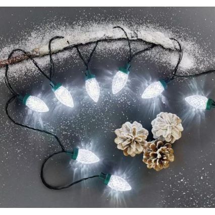 LED Outdoor Christmas chain 50xLED/8 functions 14,8 m IP44 cool white