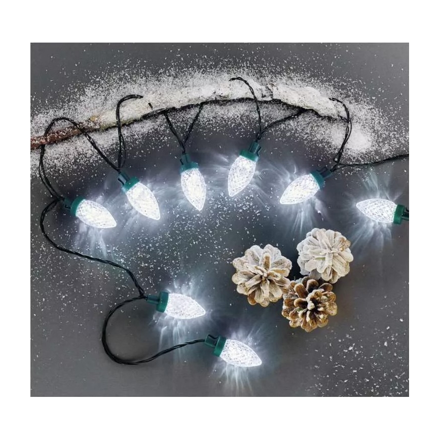 LED Outdoor Christmas chain 50xLED/8 functions 14,8 m IP44 cool white