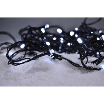 LED Outdoor Christmas chain 50xLED/8 functions/3xAA 8m IP44 cool white