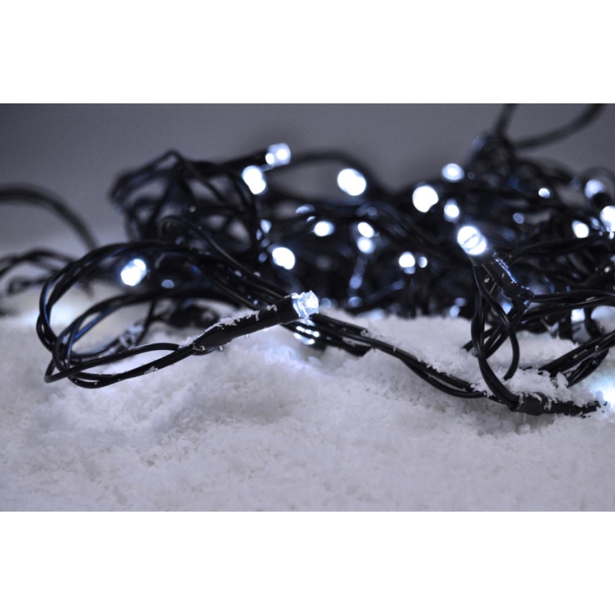 LED Outdoor Christmas chain 50xLED/8 functions/3xAA 8m IP44 cool white
