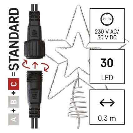 LED Outdoor Christmas decoration 30xLED/4W/30V IP44 cool white