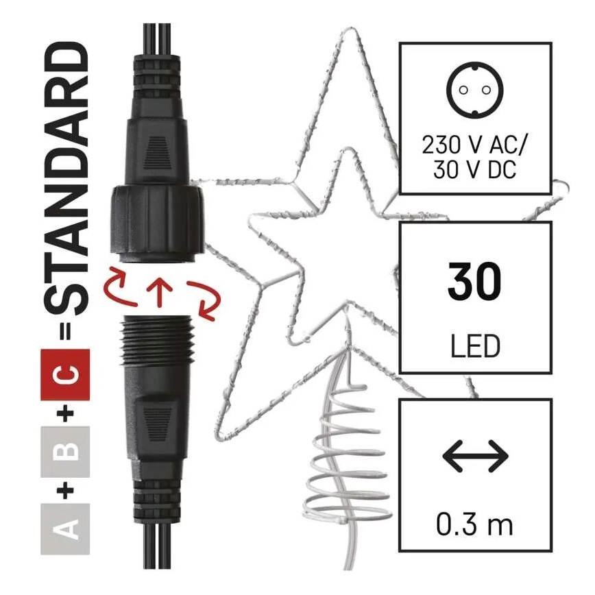 LED Outdoor Christmas decoration 30xLED/4W/30V IP44 cool white