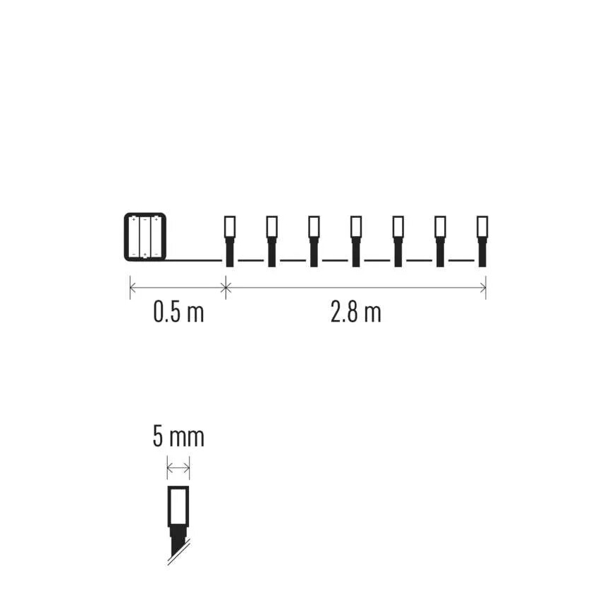 LED Outdoor Christmas Light String 40×LED / 3×AA, 3.3 m, IP44, Cool White