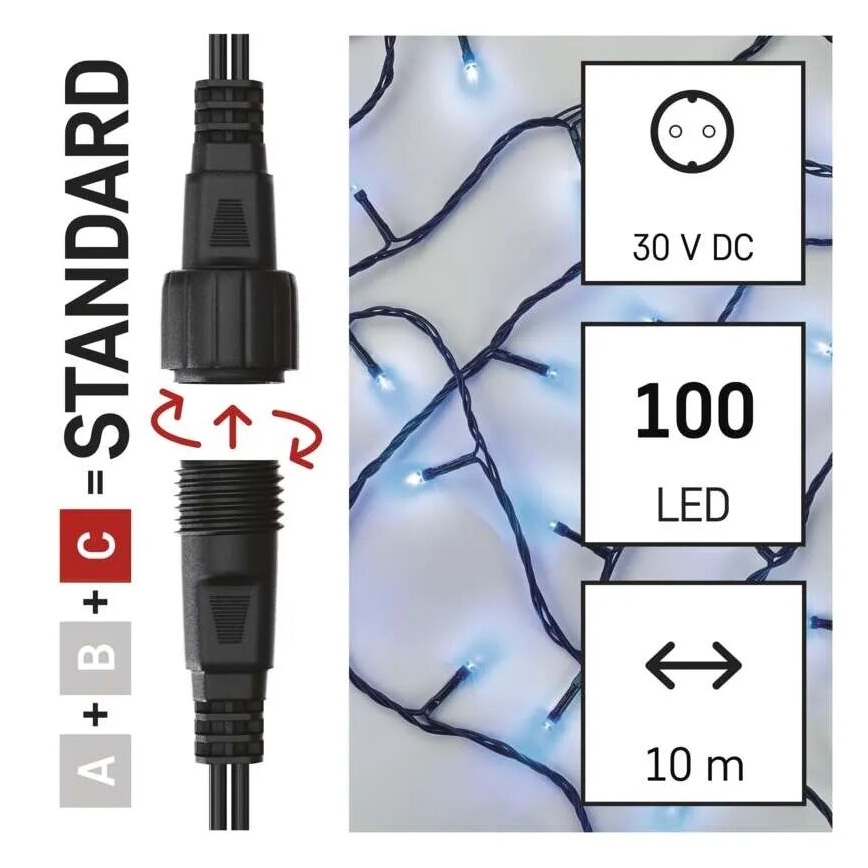 LED Outdoor Christmas String Lights 100xLED/10m IP44 blue