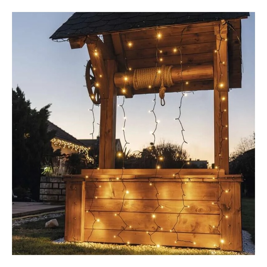 LED Outdoor Christmas String Lights 100xLED/1x2m IP44 Warm White